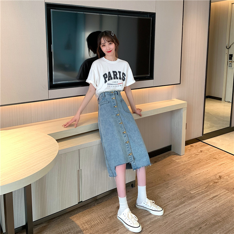chân váy jean Lưng Cao Phong Cách Hàn Quốc | BigBuy360 - bigbuy360.vn