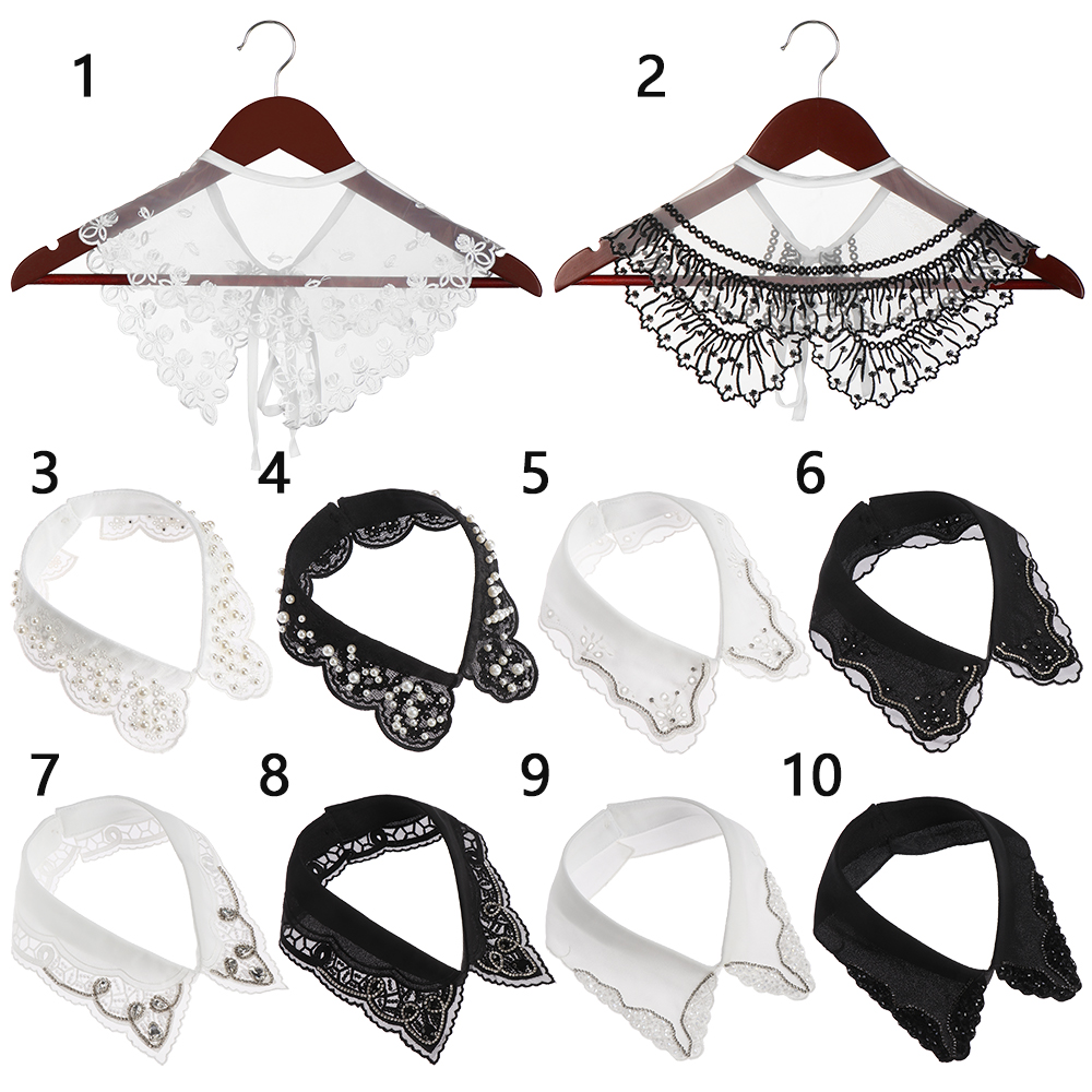 All-match Blouse Fake Collar Black/White Lace Embroidered Accessories