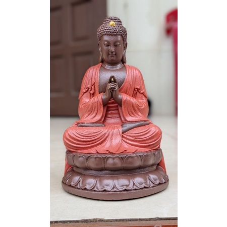 Tượng Phật A Di Đà ngồi thiền bệ sen 22cm .