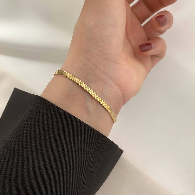 Vòng Tay Xương Rắn Phẳng Phong Cách hip hop Thời Trang Cá Tính