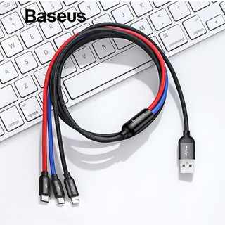 Cáp sạc nhanh Baseus 3 đầu có các đầu cắm lightning/micro USB/Loại C.