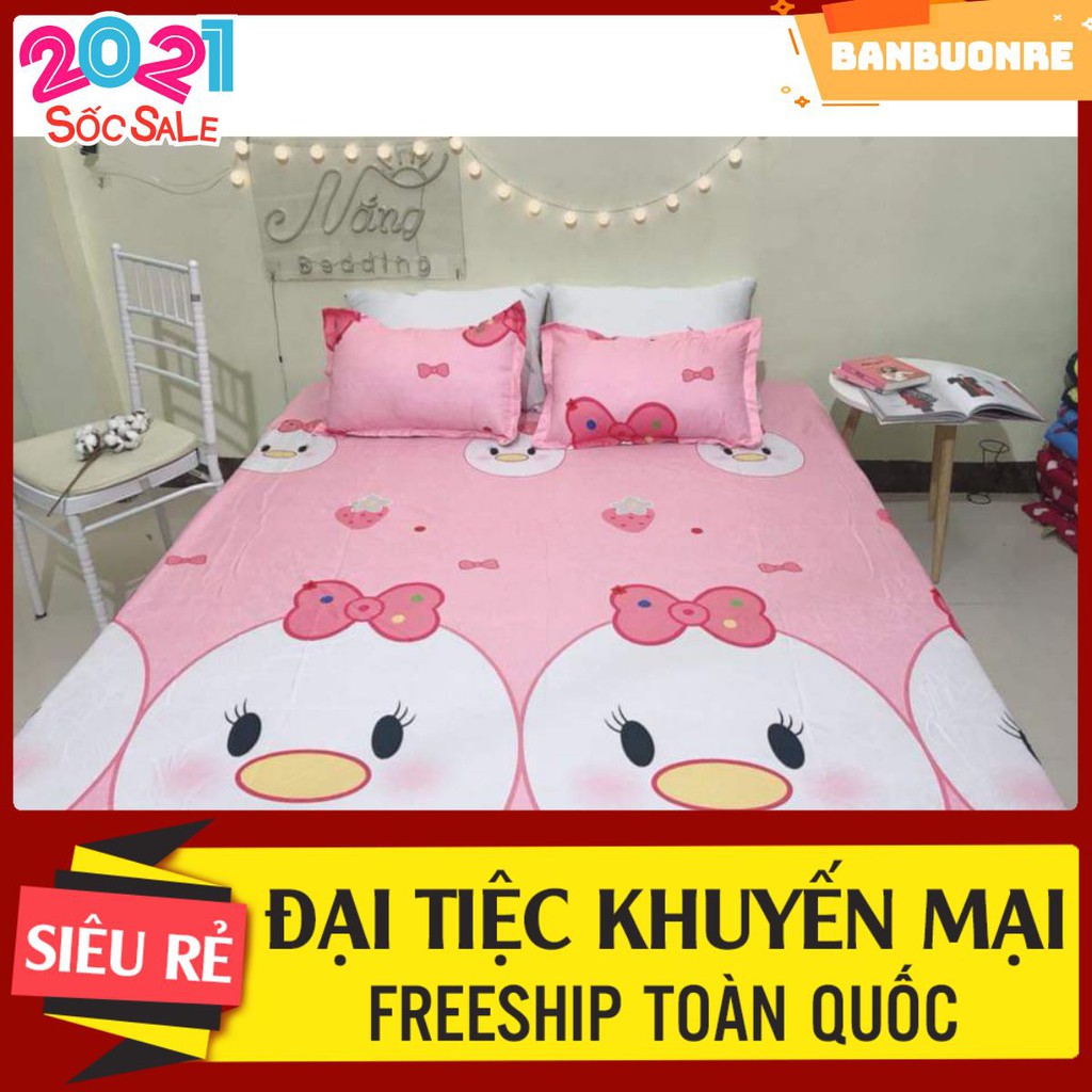 [Free ship-Sale lỗ]Ga trải giường,ga bọc đệm vải mềm mịn,đủ kích thước,vịt hồng