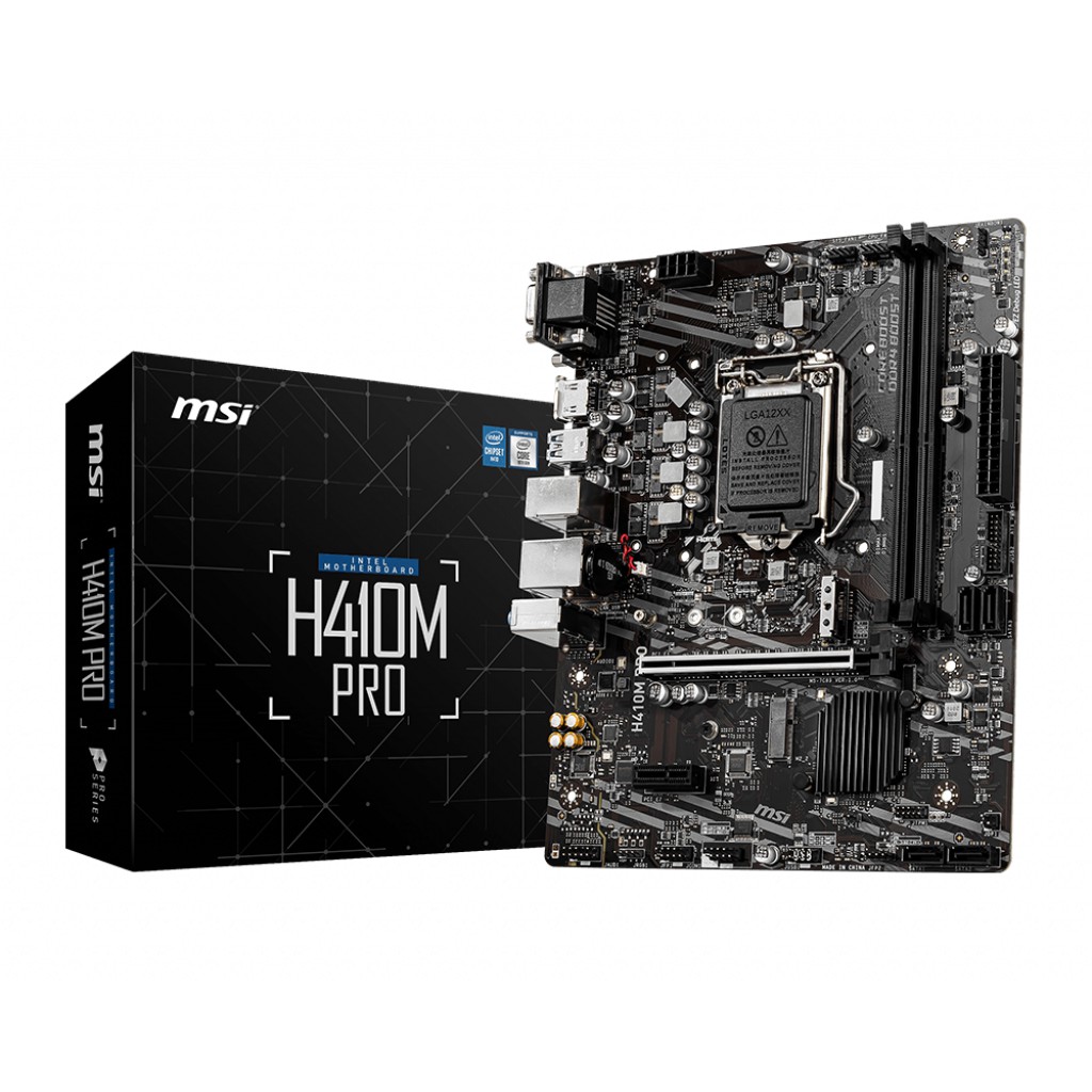 Bo Mạch Chủ Mainboard MSI H410M PRO (Intel H410, Socket 1200, m-ATX, 2 khe RAM DDR4) - Hàng Chính Hãng