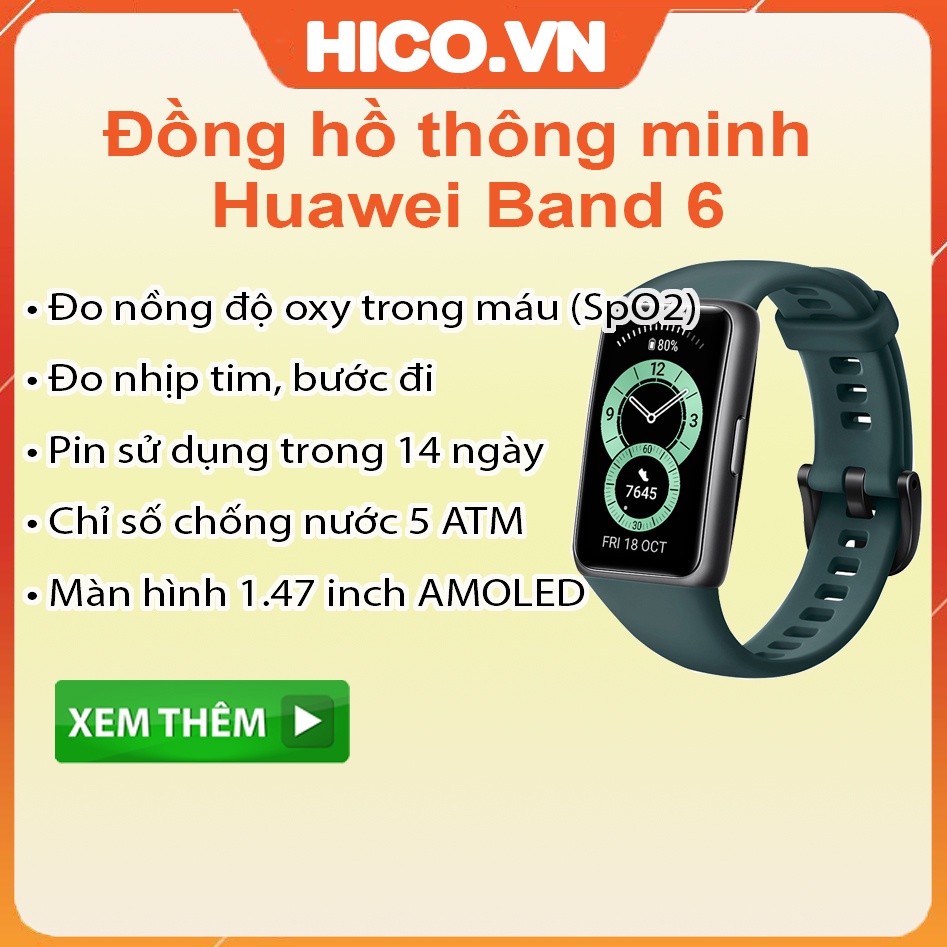 [Mã ELHAMS5 giảm 6% đơn 300K] Đồng Hồ Thông Minh Huawei Band 6 - Hàng Chính Hãng - Bảo Hành 12 Tháng