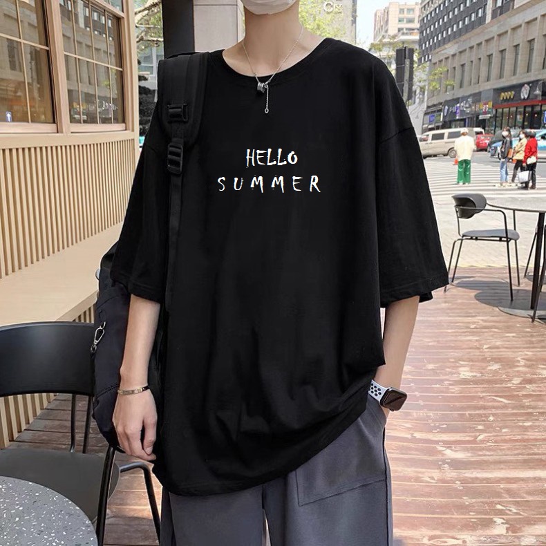 Áo thun unisex tay lỡ nam nữ form rộng, áo phông cotton unisex phong cách HELLO SUMMER | BigBuy360 - bigbuy360.vn