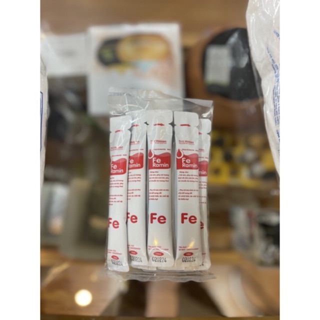 Gói bổ sung sắt III FE Ramin dạng nước giúp bổ sung acid folic và hỗ trợ quá trình tạo máu Hộp 20 gói 10ml