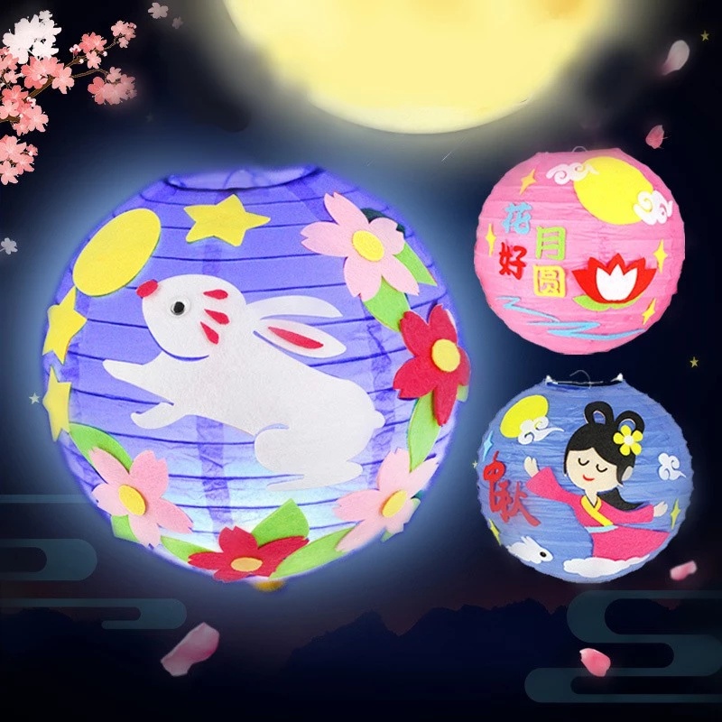 Lồng Đèn Giấy Hình Mặt Trăng / Lễ Hội Trung Quốc Dễ Thương DIY Đa Ứng Dụng