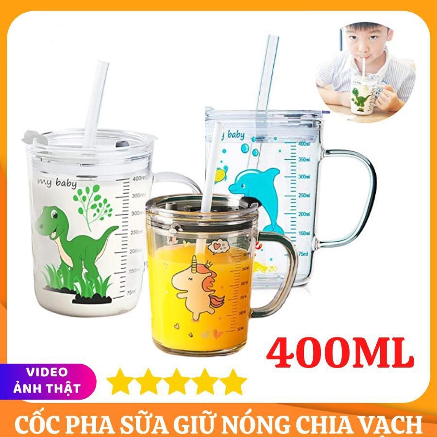 Cốc Pha Sữa, Cốc Giữ Nhiệt Pha Sữa Cho Bé Có Vạch Chia Tỉ Lệ, Kèm Lắp Và Ống Hút Tiện Dụng Cho Bé, Giữ Nhiệt Tốt "