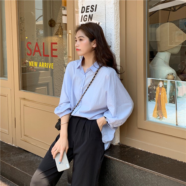  Xiaozhainv Áo sơ mi tay lửng dáng rộng kiểu Hàn Quốc | BigBuy360 - bigbuy360.vn