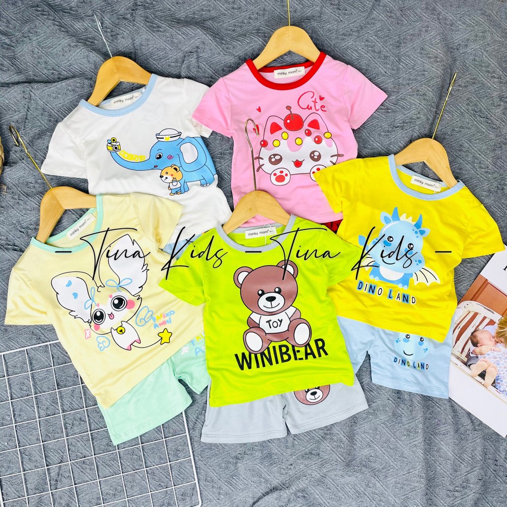 (Mẫu Mới)(8-28kg)Bộ Thun Lạnh Minky Mom Hình Thú Size 8-28kg Bé Trai Bé Gái- Bộ Hình In Dễ Thương Cho Bé Mặc Nhà Đi Chơi