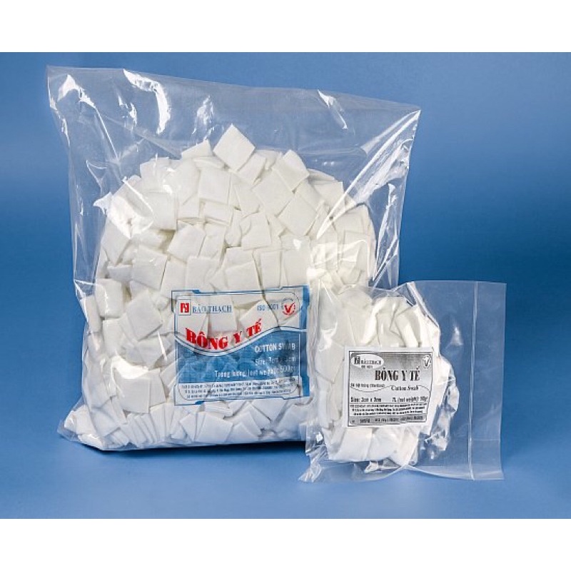 TÚI 100gr và 50gr BÔNG GÒN Y TẾ CẮT MIẾNG SẴN Gòn vuông BẢO THẠCH Gòn vuông cắt miếng  BẢO THẠCH