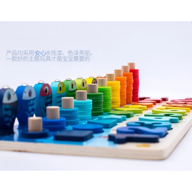 Bộ Đồ Chơi Xếp Hình Bằng Gỗ 5 Trong 1 Cho Bé