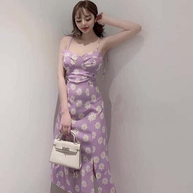 ĐẦM HOA CÚC TÍM 2 DÂY - ĐẦM NỮ