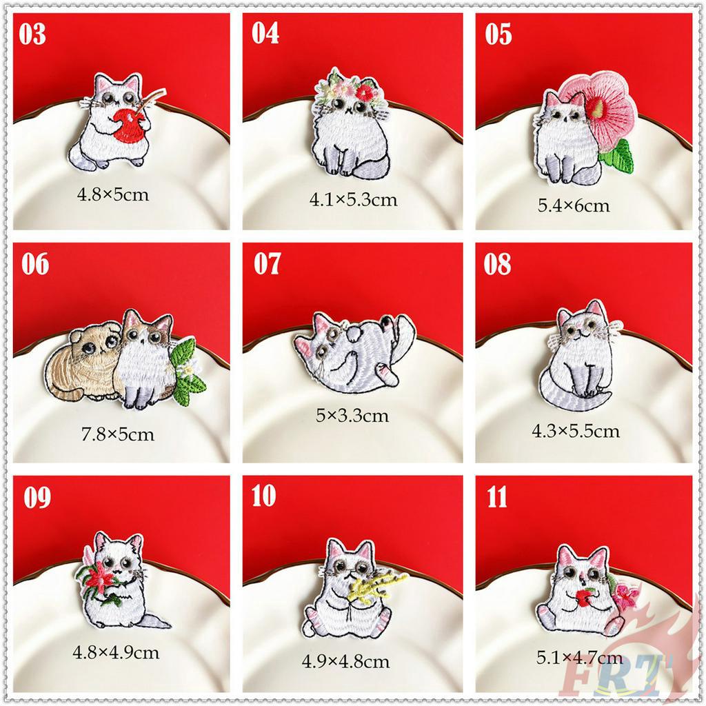 ✿ Sticker Ủi Thêu Hình Động Vật - Cuộc Sống Của Mèo Trắng ✿ 1 Sticker Ủi Thêu Hình Mèo Dễ Thương