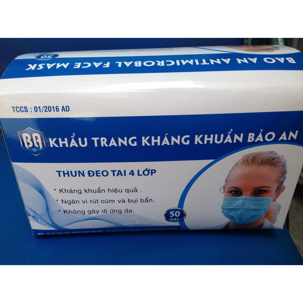 [Có video] Khẩu trang y tế 4 lớp có kháng khuẩn thương hiệu Bảo An