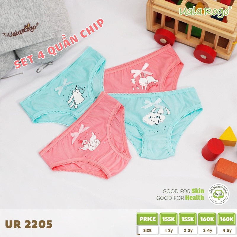 Set 4 quần chip bé gái Uala rogo