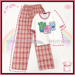 [ Rẻ Vô Địch ] Quần Kẻ Caro Cạp Chun Dáng Xuông Ulzzang Ống Rộng ---Bonstore