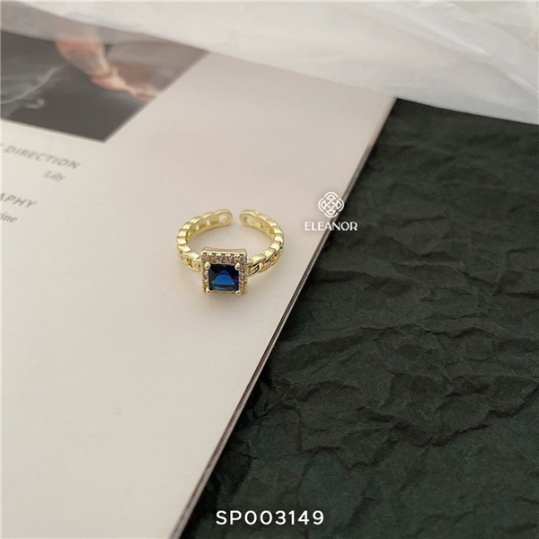 Nhẫn Bạc Eleanor Vintage Đính Đá Zircon Emerald Tròn