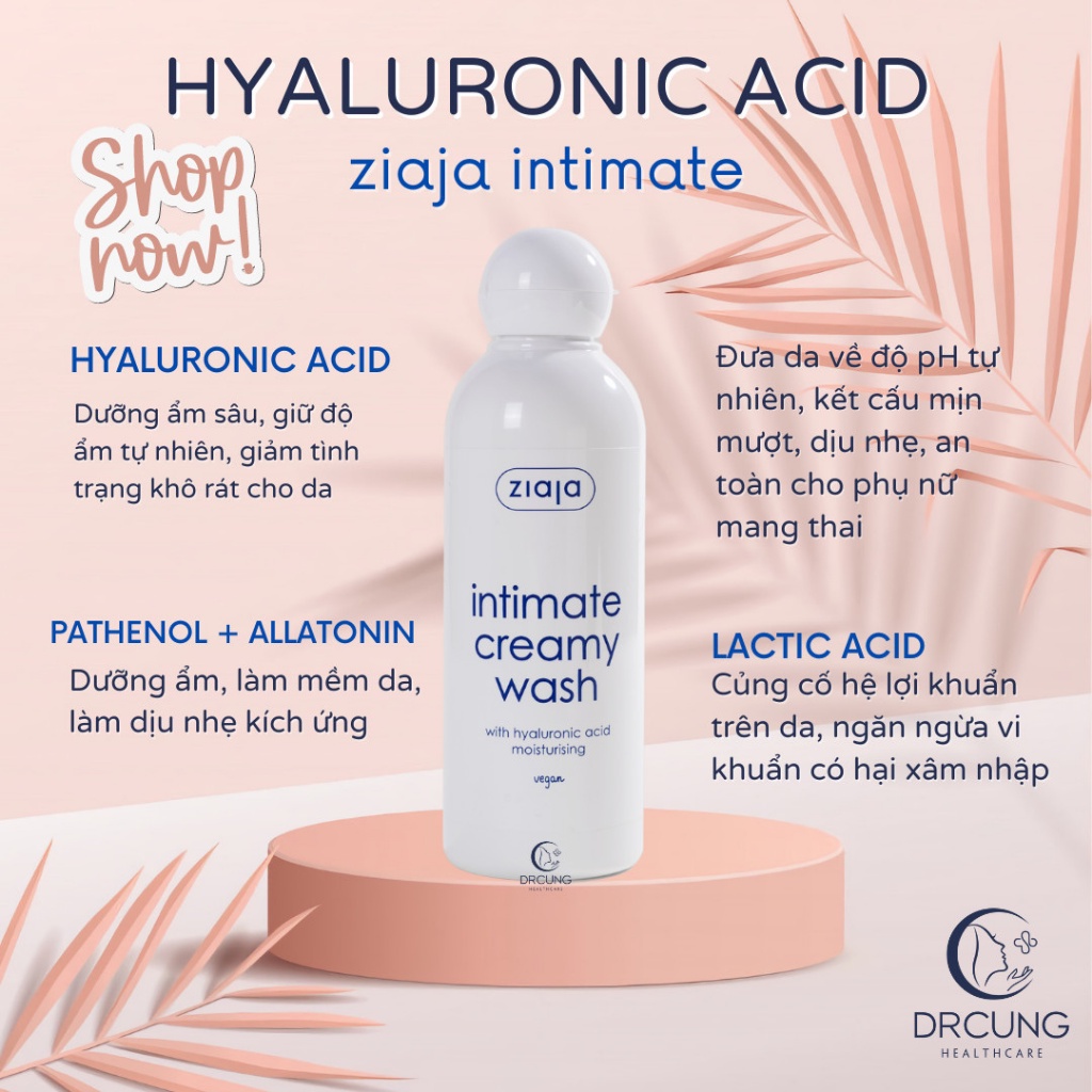 Bác Sĩ Cung Dung Dịch Vệ Sinh Phụ Nữ Ziaja Intimate with Hyaluronic Acid - Dưỡng Ẩm, Dịu Nhẹ, Giảm Khô Rát (Chai 200ml)