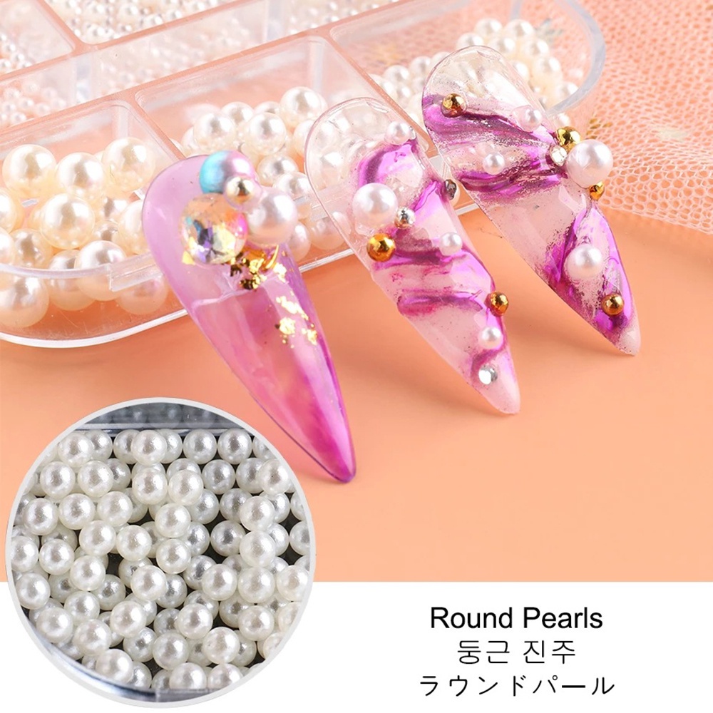 Hộp 6 Ngăn Đựng Hạt Ngọc Trai Đính Trang Trí Móng Tay Diy