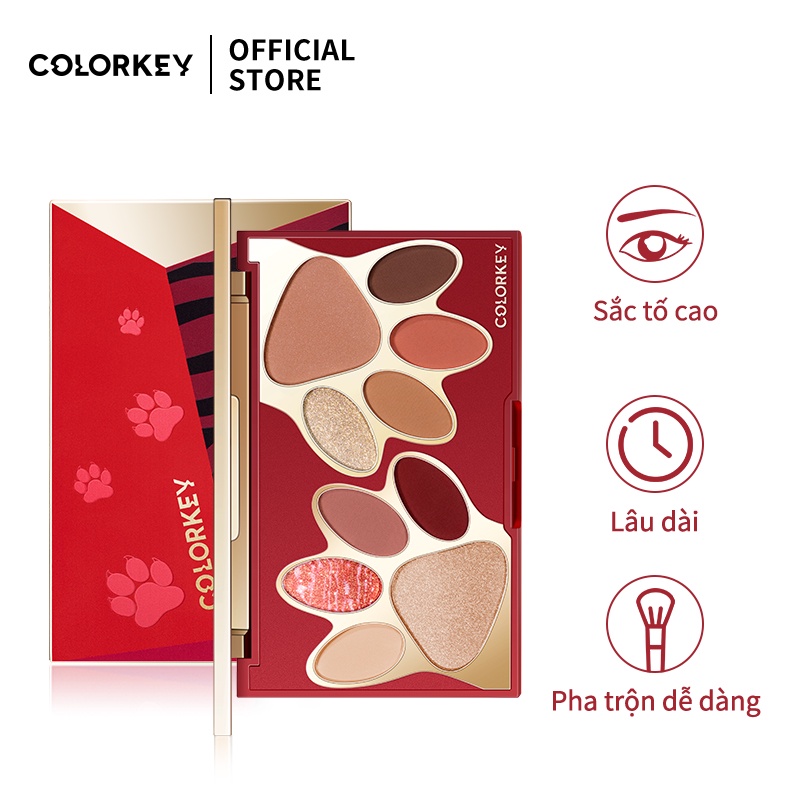 【COLORKEY】Bảng phấn mắt COLORKEY 10 màu ánh nhũ lì 10.5g phong cách hổ năm mới
