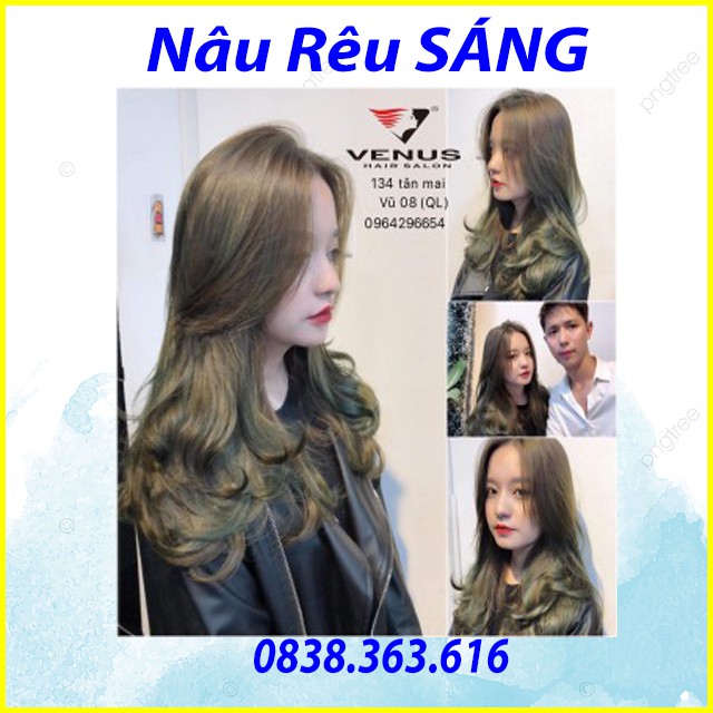 [nhuộm là lên]Thuốc nhuộm tóc màu NÂU RÊU SÁNG dành cho cả nam và nữ phù hợp mọi loại tóc