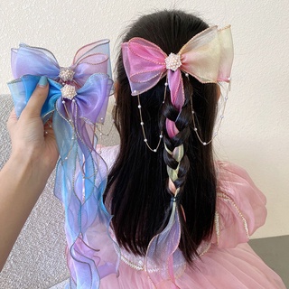 Bobora Hàn Quốc Ngọt Ruy Băng Nơ Mũ Mùa Hè Cô Gái Công Chúa Kẹp Tóc Bện Tóc Phụ Kiện Tóc Kẹp