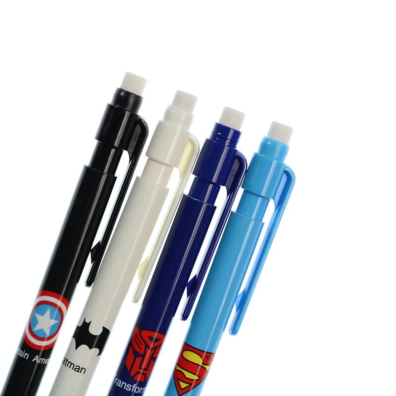 Set 4 bút chì bấm 0.5mm / 0.7mm in họa tiết siêu anh hùng sáng tạo