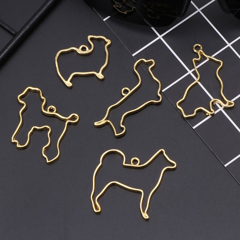 FLGO*5 Pcs/set Dog Animal Styling Crystal Epoxy Glue UV Resin Metal Border Color Retaining DIY Frame