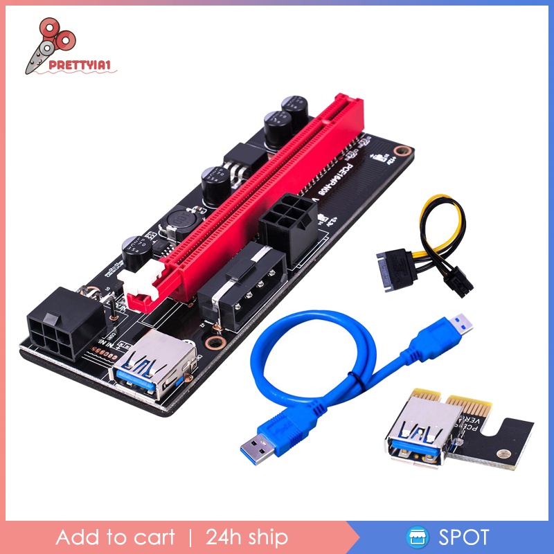 ✨Hàng sẵn sàng✨Thẻ mở rộng Pci-E Ver 009s 1x Sang 16x Usb 3.0 2x 6pin