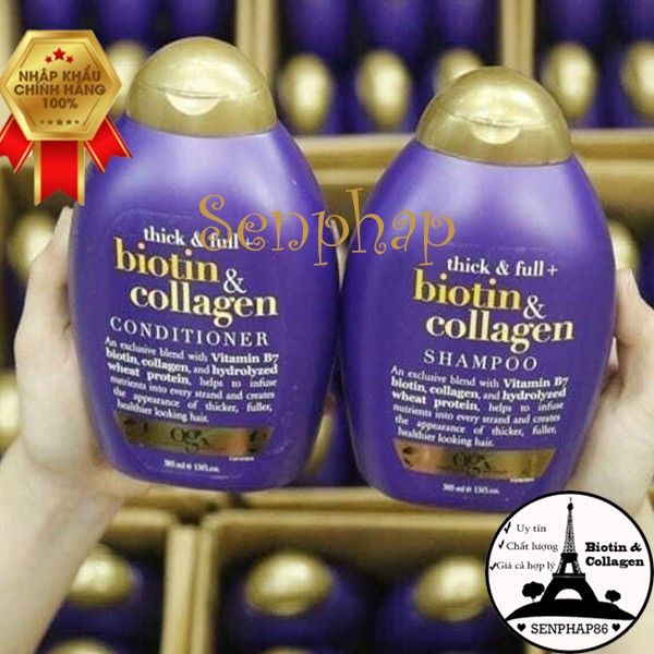 Dầu gội Biotin Collagen ❤️Free Ship❤️ tím xuất sứ Mỹ cặp gội xả 385ml hiệu quả nhất hiện nay