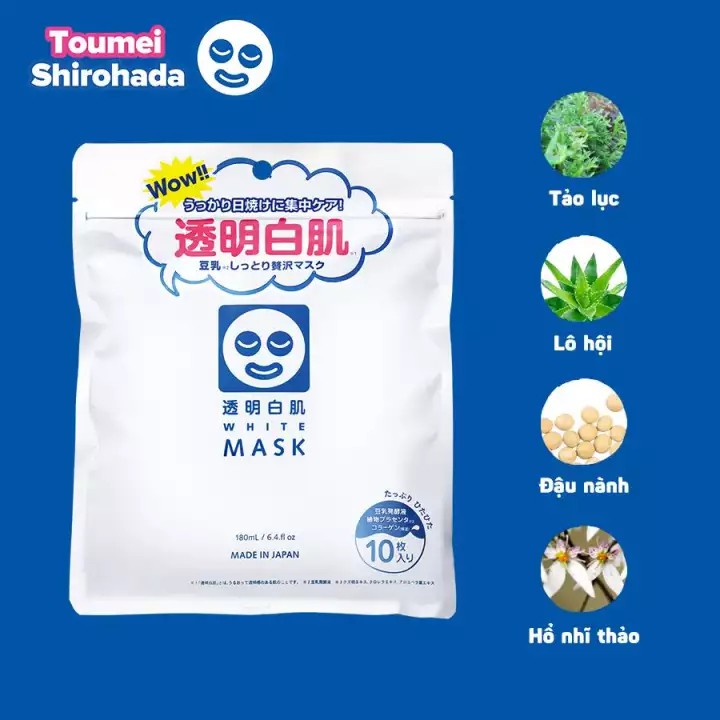 Mặt Nạ Dưỡng Trắng Transparent White Mask (180 ml/10 miếng)