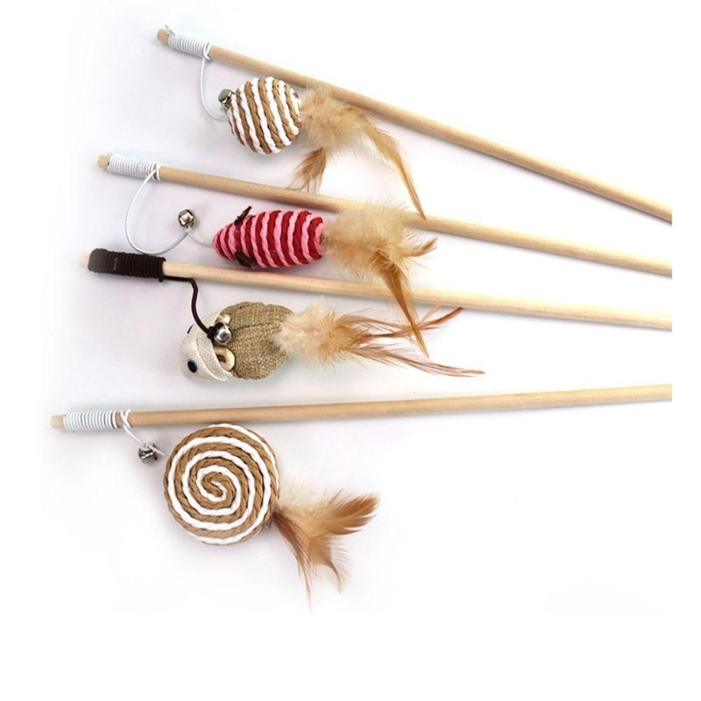 Cần Câu Gỗ Họa Tiết Hoạt Hình Có Chuông Nhỏ Cho Mèo Cưng