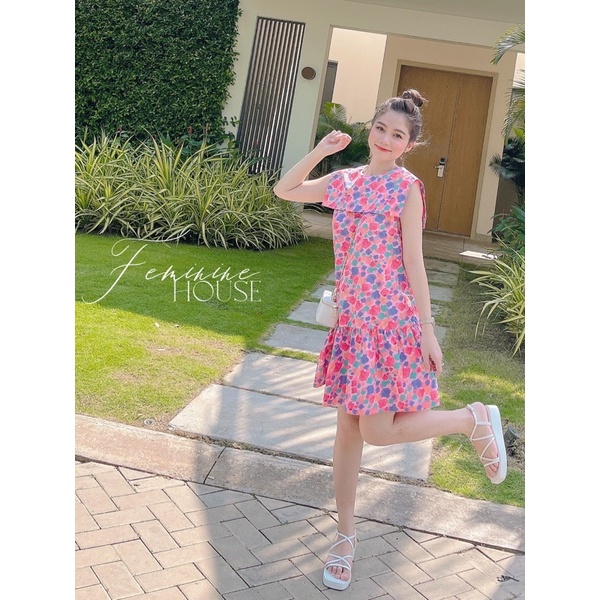 Đầm Hoa Nhí Thuỷ Thủ, váy hoa nhí, váy thuỷ thủ, váy suông xinh, đầm thuỷ thủ