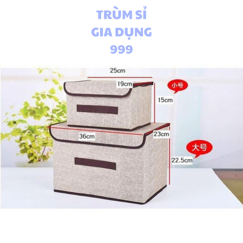 set 2 túi đựng đồ 1 lớn 1 nhỏ, Set 2 hộp vải đựng, đồ dùng đa năng khung giấy cứng phong cách Hàn Quốc, túi vải đựng đồ