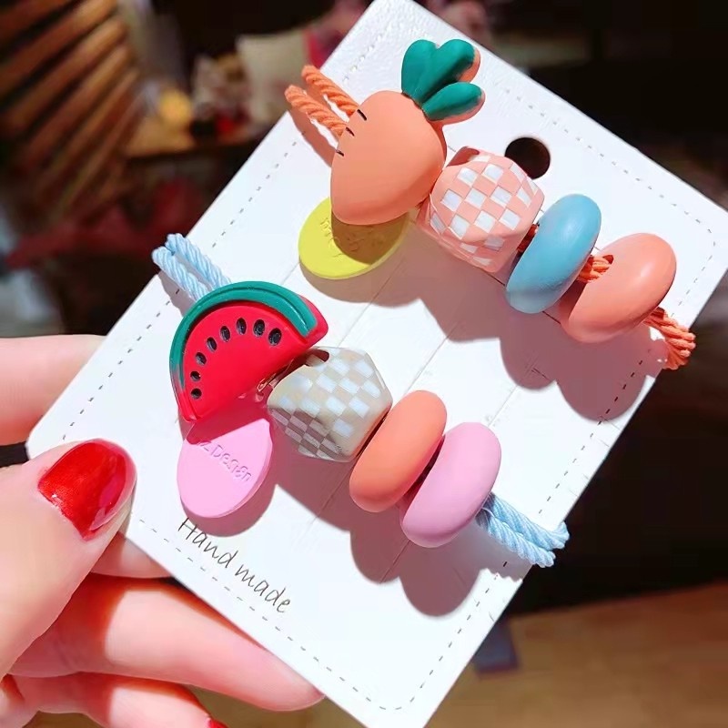 Dây Buộc Tóc Da Cao Su Co Giãn Hình Trái Cây Đơn Giản Cho Nữ