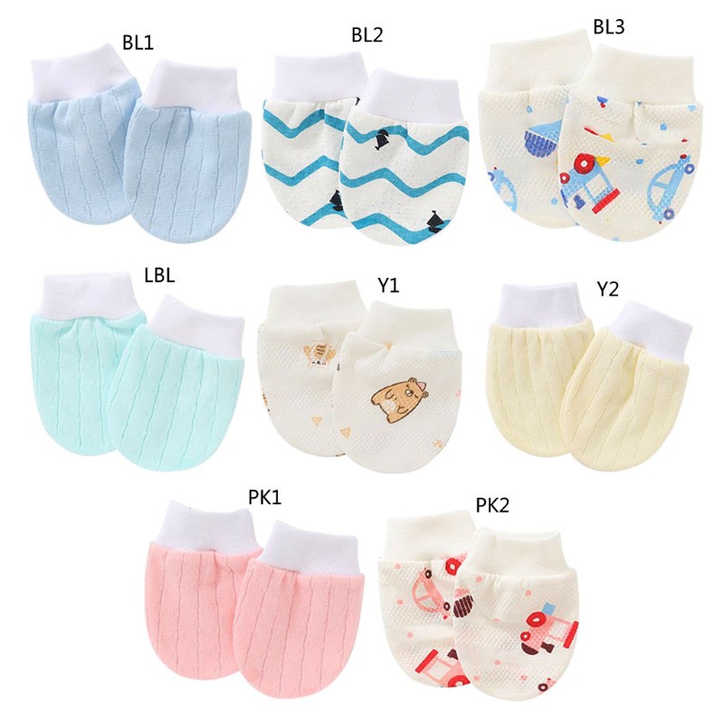Cặp găng tay cotton bảo vệ mặt chống trầy xước cho bé sơ sinh