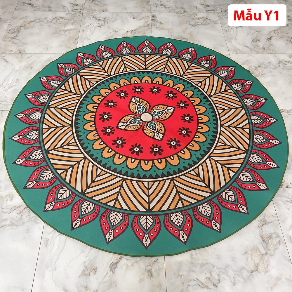 THẢM TRÒN YOGA 1M8 - THẢM MANDALA - ĐẾ CAO SU CHỐNG THẤM - TRƠN TRƯỢT
