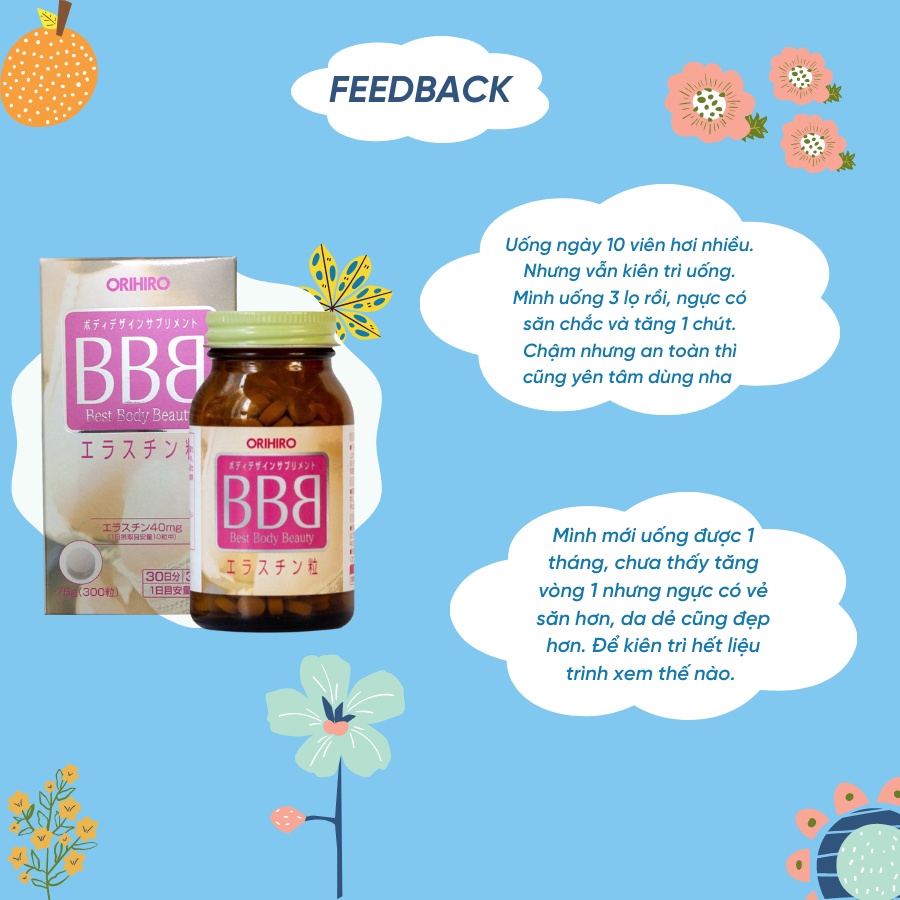 Viên uống nở ngực BBB Best Beauty Body Orihiro hỗ trợ tăng kích thước và săn chắc Nhật Bản 300 viên/hộp