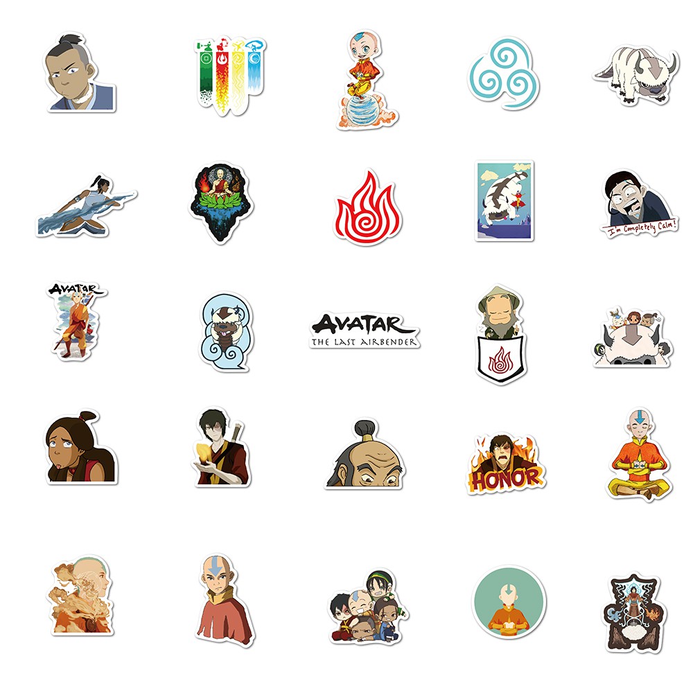 50PCS Cartoon TV Avatar The Last Airbender Stickers Skateboard Guitar Graffiti Luggage Motorcycle DIY Decals Stickers