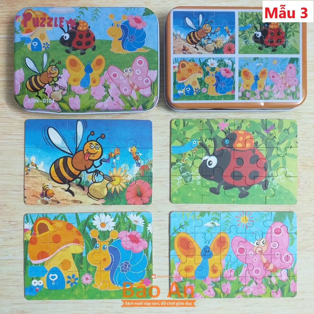 Ghép hình Puzzle hộp sắt 4 cấp độ