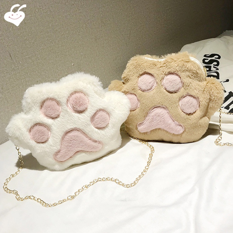 1 Túi Đeo Chéo Vai Hình Chân Mèo Dễ Thương Dành Cho Nữ Sinh