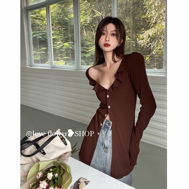 Áo cardigan Dệt Kim Tay Dài Dáng Ôm Phong Cách retro Thời Trang Dành Cho Nữ