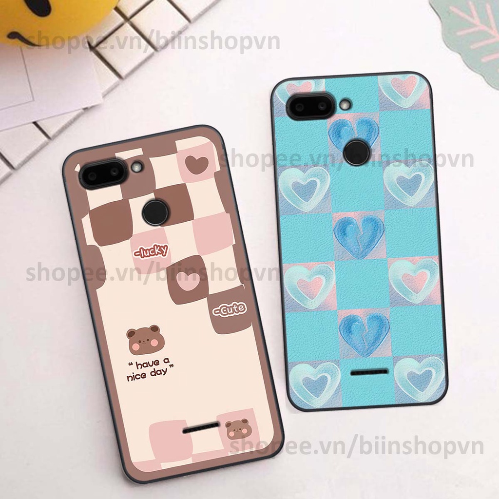 Ốp Xiaomi Redmi 6 caro trái tim nhiều màu sắc, đầy cá tính, khẳng định phong cách