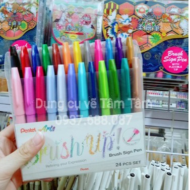 Bộ Bút viết thư pháp Pentel Fude Touch Brush Sign Pen tông màu Pastel-Dụng cụ vẽ Tâm Tâm