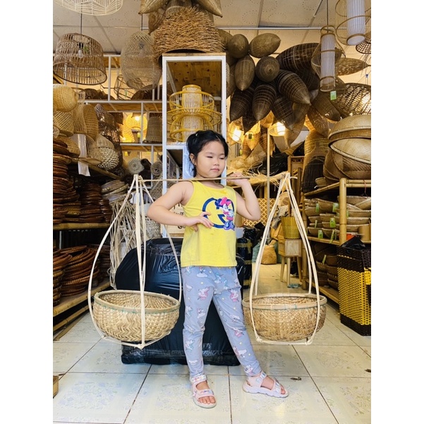 Quang gánh tre size lớn quang 90 thúng 40cm thúng cước xanh