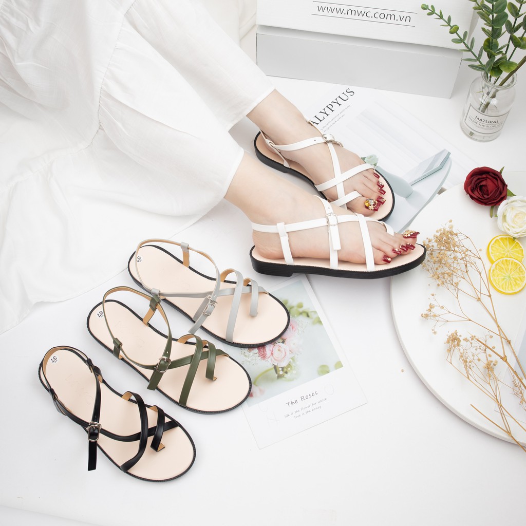 [Mã FAMARAL2 giảm 10K đơn 50K] Giày sandal nữ MWC sandal xỏ ngón đế bệt dây chéo tạo kiểu cho nữ siêu xinh NUSD- 2588