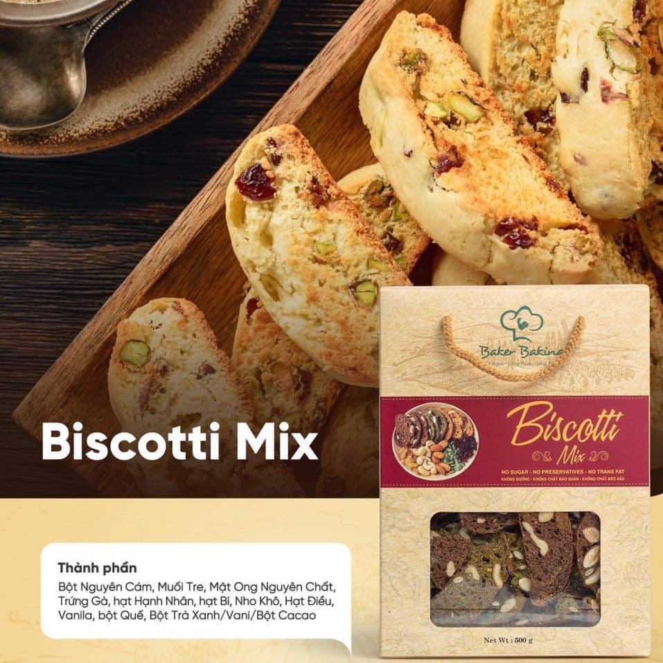 Bánh Ngũ Cốc Nướng Ăn Kiêng Không Đường BISCOTTI Nguyên Cám 3 Vị (500g) | BigBuy360 - bigbuy360.vn
