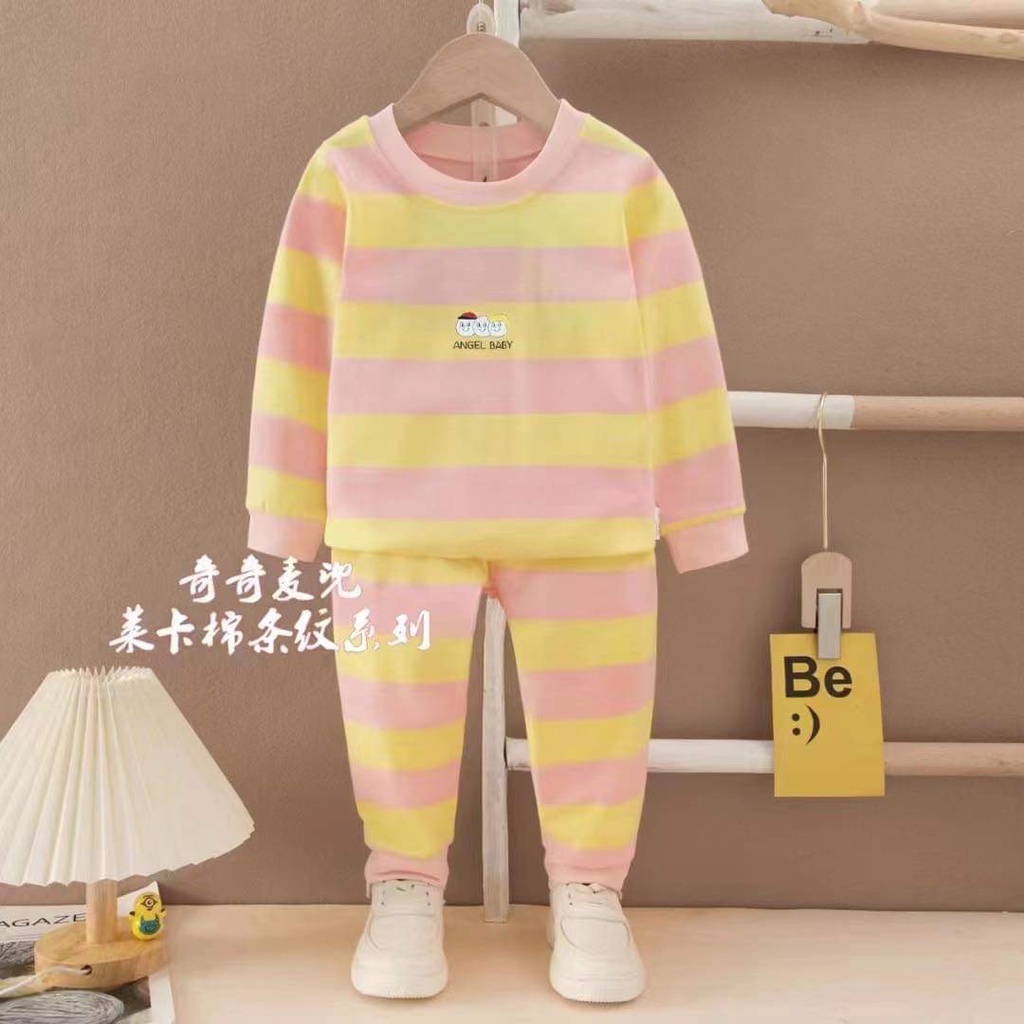 (QiQi 8-16kg) Đồ bộ cho bé quảng châu xuất hàn Bộ quần áo dài tay QiQi cotton xuất Hàn cho bé trai và bé gái ( 1-4tuổi)
