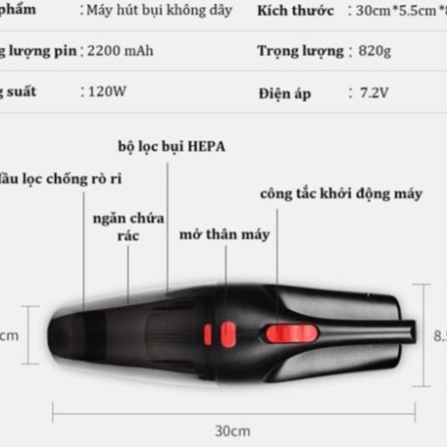 Máy Hút Bụi Ô Tô Có Dây - Máy Hút Bụi Cầm Tay Mini Cao Cấp Hút Cực Mạnh 120W